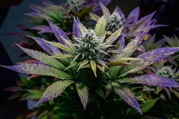 primer plano flores cannabis moradas alto contenido cbd hay tricho muy denso tiene efecto reducir in compressed